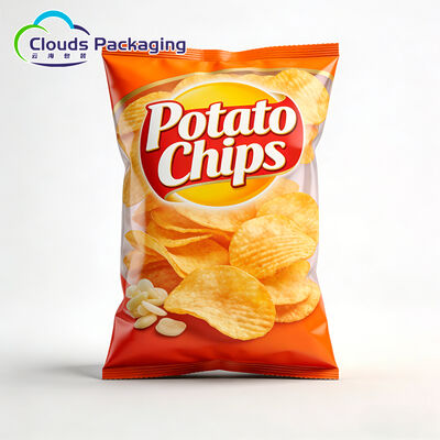 Sachet de qualité alimentaire en aluminium, sac en plastique de scellage, sac de croustilles, pochette en plastique thermoscellée à l'arrière pour aliments soufflés