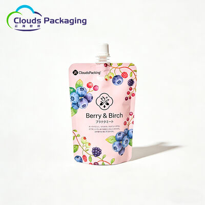 เครื่องดื่มแบบกำหนดเอง Spouted Stand Pouch ถุงบรรจุภัณฑ์เครื่องดื่มเหลวที่ทนทานสำหรับชาผลไม้สมูทตี้และน้ำโยเกิร์ต