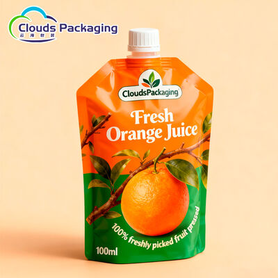 Buen precio Bolsas con boquilla de plástico de pie personalizadas para envases de líquido de jugo de naranja en línea