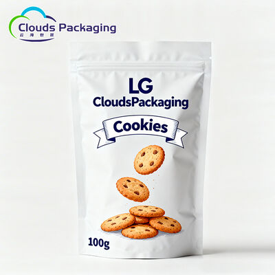 Bom preço Os petiscos dos biscoitos que empacotam malotes de pé plásticos com parte inferior redonda do zíper on-line