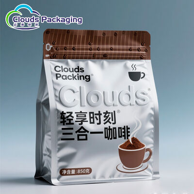 Prezzo buono Custodia per imballaggio in chicchi di caffè a fondo piatto riutilizzabile con parte superiore con chiusura a zip in linea