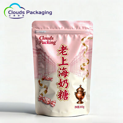 Good price Custom Printed Stand Up Pouches Food Grade For Milk Peppermint Candy Packaging online