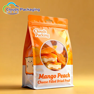 Buen precio La parte inferior plana de encargo se levanta la bolsa con la ventana clara para los frutos secos de la galleta en línea