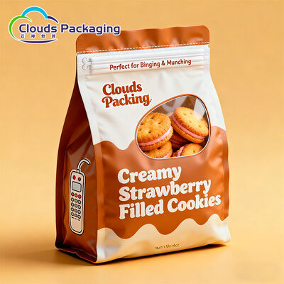 Good price Sandwich Cookies Zip Lock Packaging Bags Plastic Square Bottom Custom Printing online