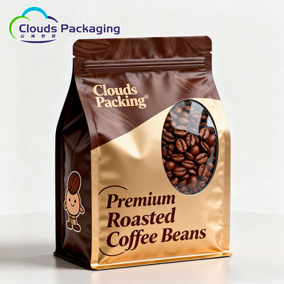 Goede prijs Aangepaste logo koffie thee platte bodem plastic zakken met venster online