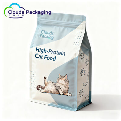 Bon prix Emballage de sac à fond plat pour nourriture pour chatons, impression personnalisée, résistant aux chutes en ligne