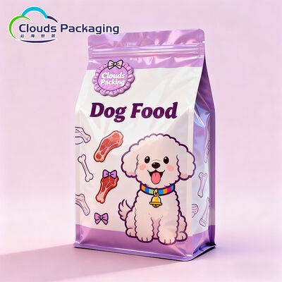 Giá tốt Túi đựng thức ăn cho chó đáy phẳng bằng lá Mylar với khóa kéo Logo tùy chỉnh trực tuyến