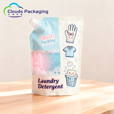 Giá tốt Túi đựng bột giặt có vòi và in ấn tùy chỉnh với cửa sổ trong suốt trực tuyến