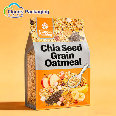 Giá tốt Túi đứng đáy phẳng tùy chỉnh có khóa kéo để đóng gói bột yến mạch trực tuyến