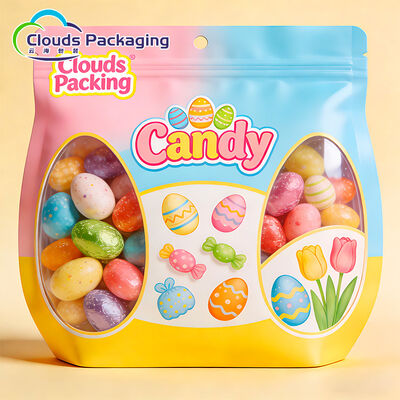 Harga bagus Tas Ritsleting Berbentuk Khusus Dengan Jendela Bening Kantong Stand Up Food Grade Khusus Untuk Permen on line