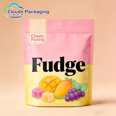Harga bagus Kantong Ritsleting Stand Up Food Grade Dengan Logo Kustom Dicetak Untuk Kemasan Fudge Oatmeal on line