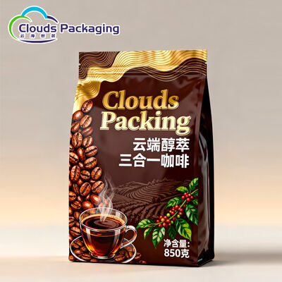 Harga bagus Kantong Biji Kopi Kustom Food Grade Stand Up Pouch Dengan Katup dan Ritsleting Atas on line