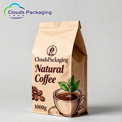 Bon prix La catégorie comestible adaptée aux besoins du client de sacs de café de papier d'emballage tiennent la poche avec la valve et la tirette en ligne