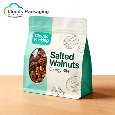 Bom preço Malote inferior quadrado do saco Nuts feito sob encomenda do empacotamento plástico com janela e zíper claros on-line