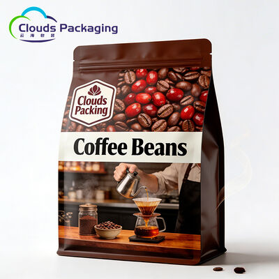 Guter Preis Maßgeschneiderte Kaffeebohnen-Verpackungsbeutel in Lebensmittelqualität mit flachem Boden, Reißverschluss und Ventil Online