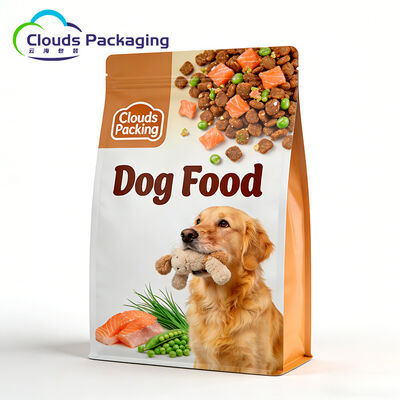 Prezzo buono Custodia riutilizzabile a fondo piatto personalizzata per alimenti per animali domestici con chiusura a zip in linea