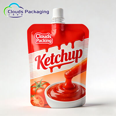 अच्छा दाम खाद्य ग्रेड प्लास्टिक पेय पैकेजिंग बैग 250ml 500ml स्टैंड अप स्प्राउट पाउच सॉस के लिए ऑनलाइन