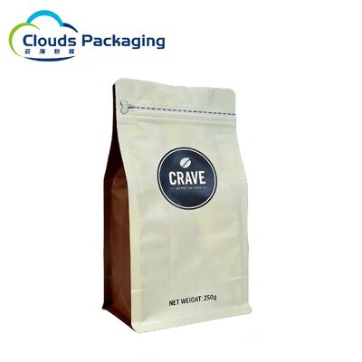 Goede prijs Zipper Stand-up Pouch Custom Printed Mat Vochtbestendig Ventiel Hersluitbare Platte Bodem Koffieverpakkingszakken online