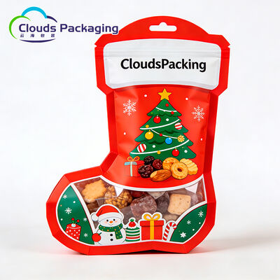 Guter Preis Speziell geformte, versiegelnde Plastiktüte, Weihnachtsgeschenke, Lebensmittelverpackungsbeutel, Kekse, mit Reißverschluss, Doypack, geruchsdichte Mylar-Beutel online