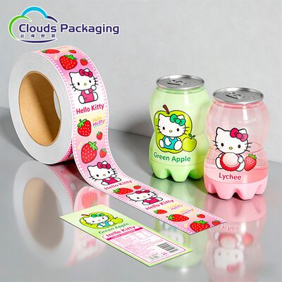Prezzo buono Etichette maniche termoretraibili in PVC PET con stampa personalizzata per lattine per imballaggio di bevande succhi, pellicole termoretraibili per etichette in linea